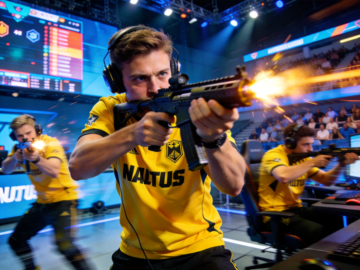 Natus Vincere CS:GO战队选手在比赛中激烈对抗的瞬间