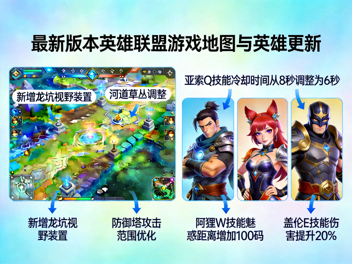 最新版本英雄联盟游戏地图与英雄更新内容展示图